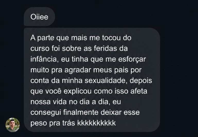 Print de mensagem de cliente contando sua transformação com o método