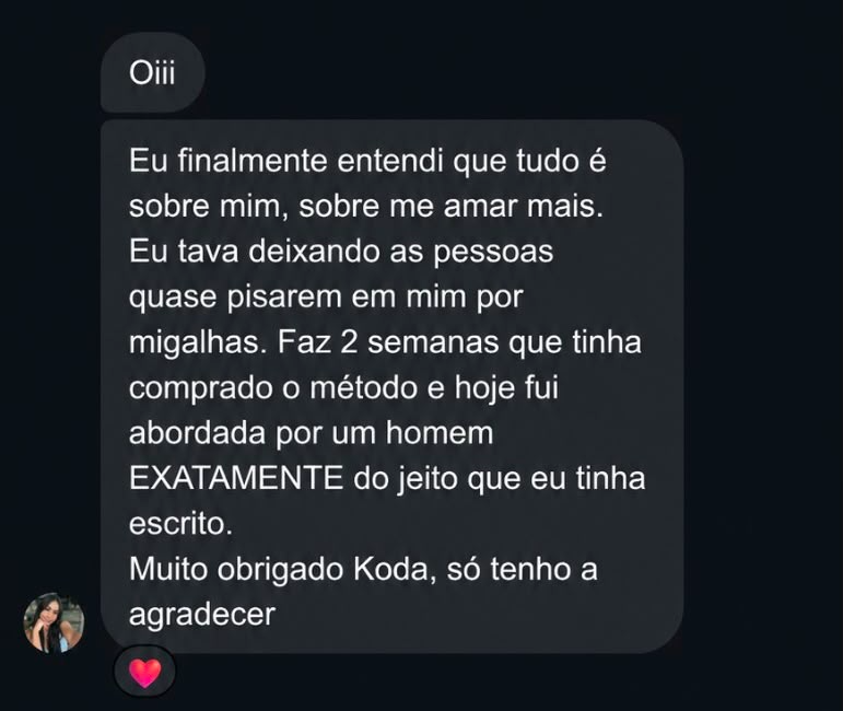 Print de mensagem de cliente relatando resultado com o Método Atração Quântica